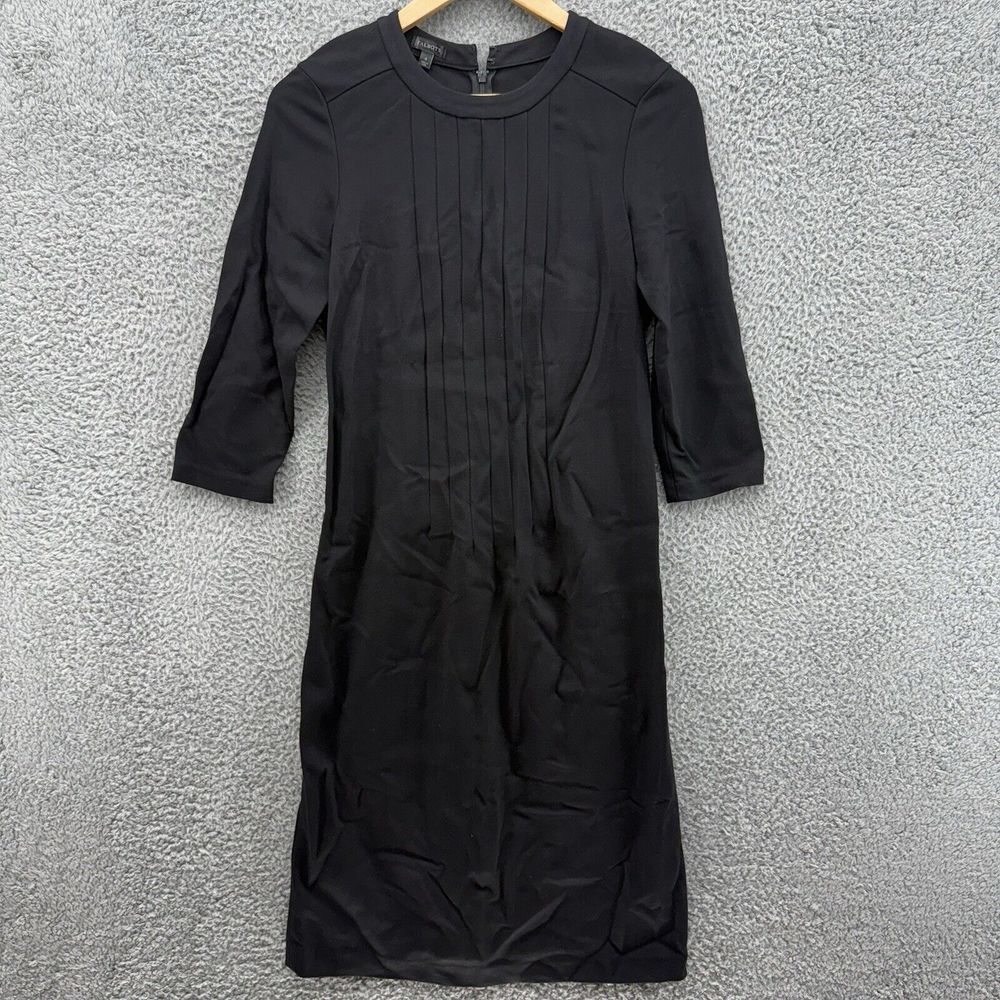Talbots Dress‎ Black Pleated Womens Size 4 Long Sleeve Formal Stretch Comfort